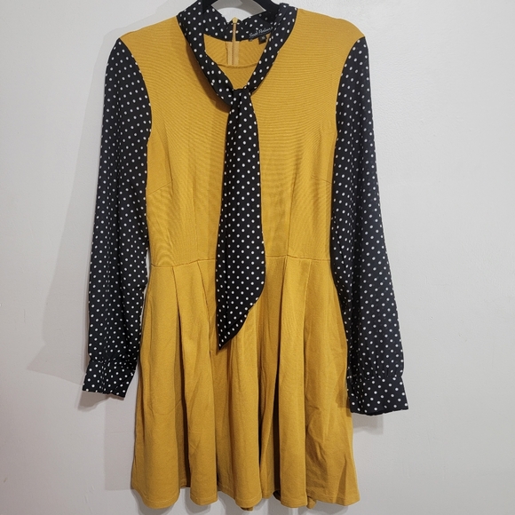 Smak Parlour ModCloth Mustard and Polka Dot Retro Dress Small - Picture 2 of 7
